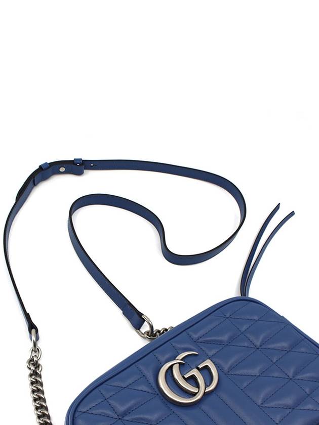 GG Marmont Matelasse Silver Hardware Small Shoulder Bag Blue - GUCCI - BALAAN 6