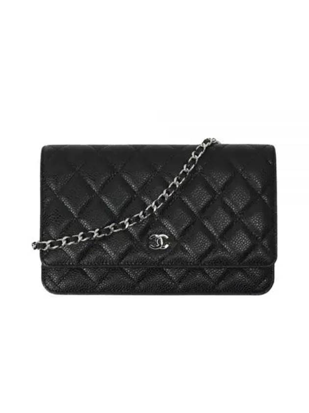 Classic Crossbag On Chain Grained Calfskin & Silver Black - CHANEL - BALAAN 2