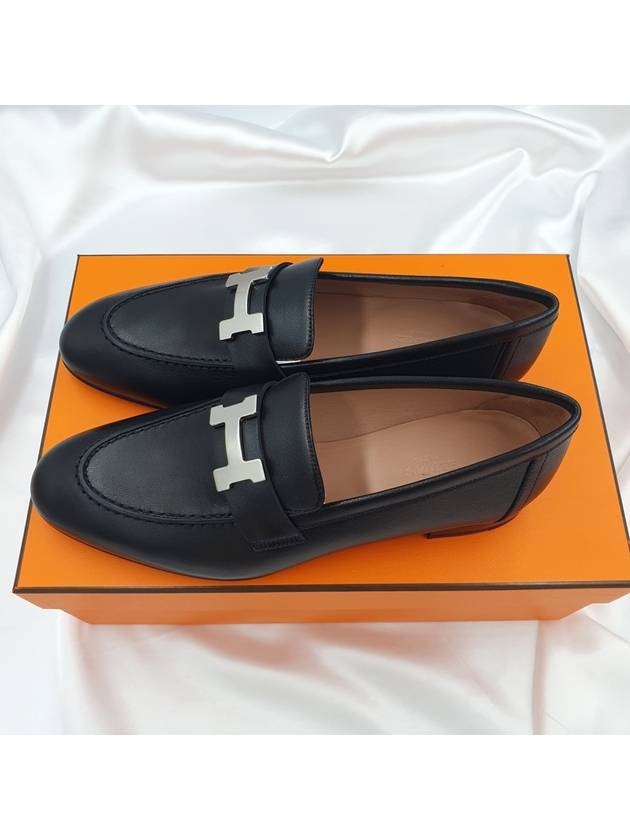 Paris Loafers Goatskin Palladium Noir - HERMES - BALAAN 3