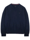 Signature solid Vneck knit sweater navy T7868 - TOMMY HILFIGER - BALAAN 2