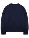 Signature solid Vneck knit sweater navy T7868 - TOMMY HILFIGER - BALAAN 1