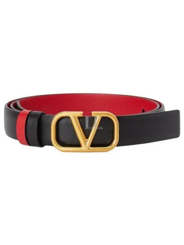 Reversible V Logo Belt Black Red - VALENTINO - BALAAN 2