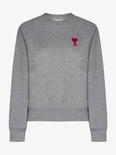 Cotton Heart Logo Sweatshirt Grey - AMI - BALAAN 2