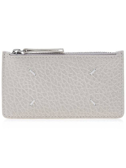 Pebble Leather Stitch Logo Zipper Card Wallet Greige - MAISON MARGIELA - BALAAN 2