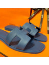 Women's Oran Sandals Calfskin Blue Navy - HERMES - BALAAN 5