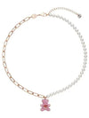 Teddy Pendant Pearl Necklace Pink Rose Gold - SWAROVSKI - BALAAN 3