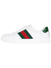 Ace Web Leather Low Top Sneakers White - GUCCI - BALAAN 4