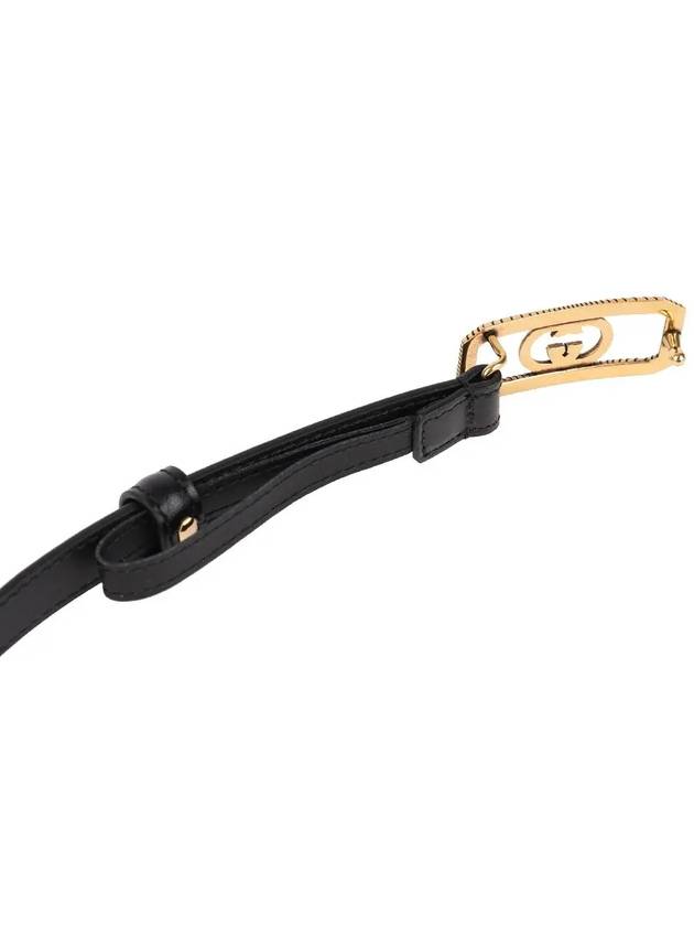 Interlocking G Buckle Thin Leather Belt Black - GUCCI - BALAAN 6