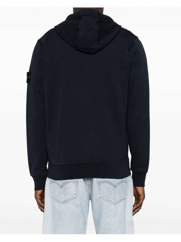 Cotton Fleece Garment Dyed Zip Up Hoodie Navy - STONE ISLAND - BALAAN 5