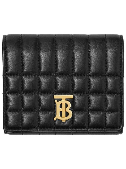 Lola Small Quilted Leather Folding Wallet Black Light Gold - BURBERRY - BALAAN.