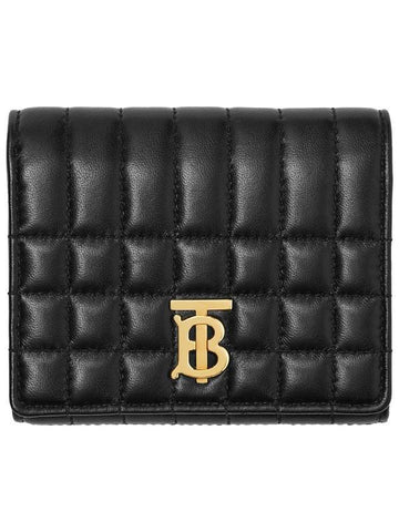 Lola Small Quilted Leather Folding Wallet Black Light Gold - BURBERRY - BALAAN 1