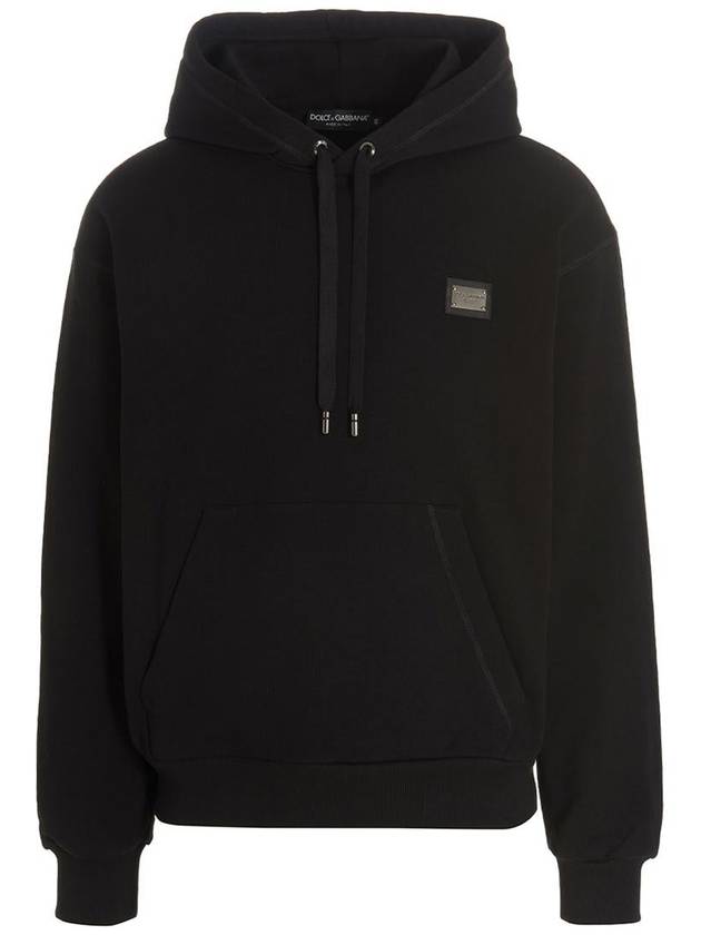 Logo Patch Cotton Classic Hood Black - DOLCE&GABBANA - BALAAN 2