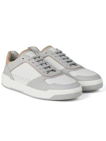 Logo Patch Leather Low Top Sneakers Grey - BRUNELLO CUCINELLI - BALAAN 2