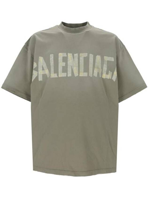 Tape Type Logo Medium Fit Short Sleeve T-Shirt Green - BALENCIAGA - BALAAN 2