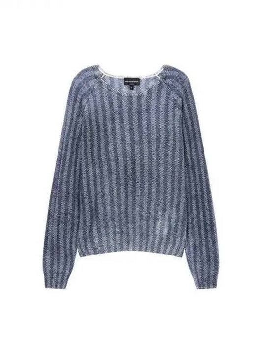 Women s Zigzag Pattern Raglan Sweater Blue 271950 - EMPORIO ARMANI - BALAAN 1