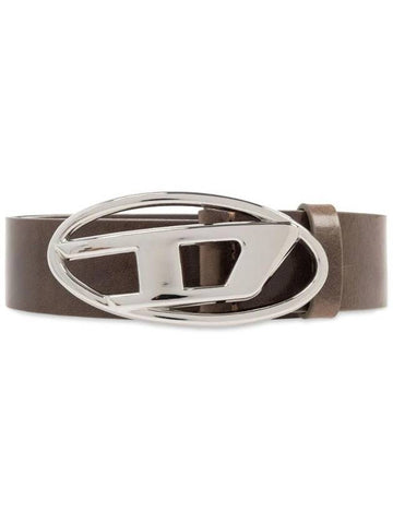 B 1DR D Logo Buckle Leather Belt Brown - DIESEL - BALAAN 1