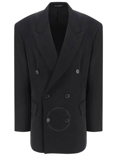 Cinched Double Breasted Wool Jacket Black - BALENCIAGA - BALAAN 2