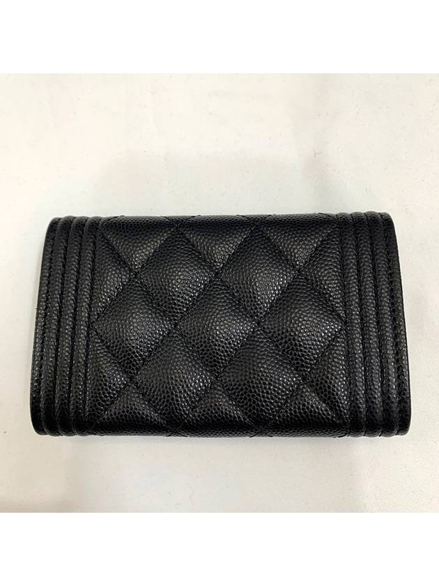 Boy  Flap Card Holder Grained Calfskin Gold Black - CHANEL - BALAAN 4