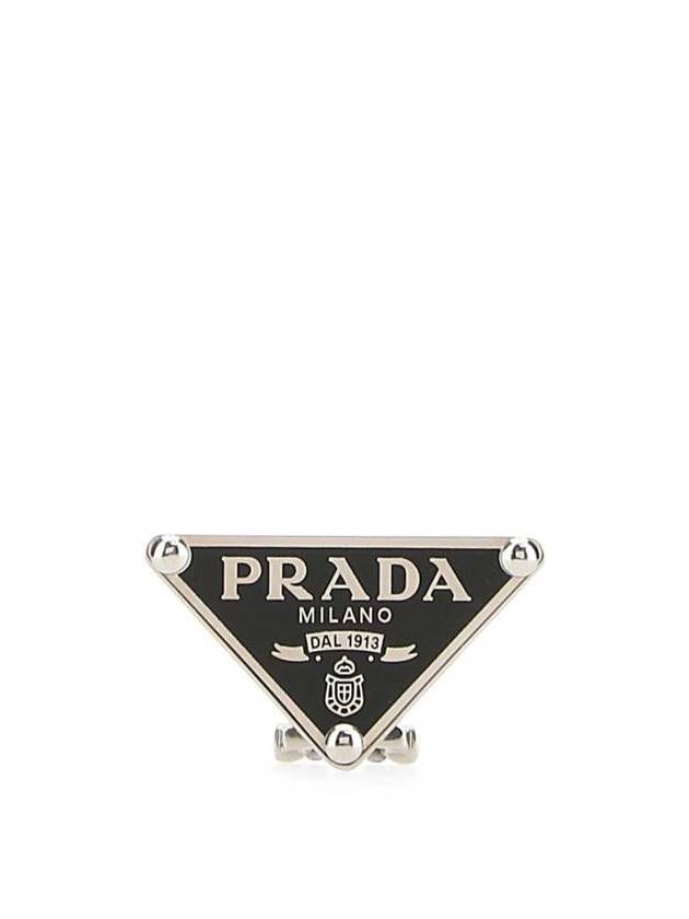 Triangle Logo Clip Single Earring Silver - PRADA - BALAAN 2