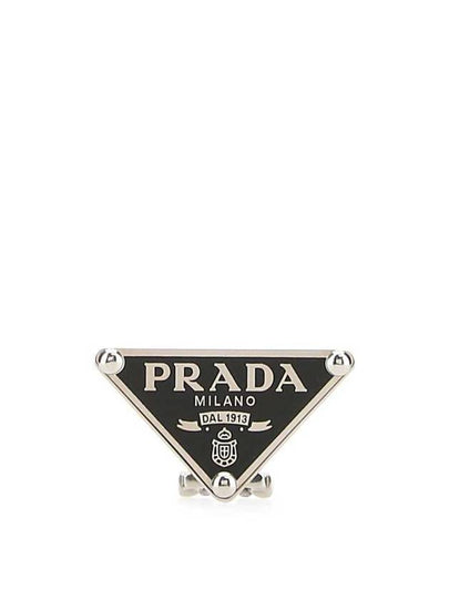 Triangle Logo Clip Single Earring Silver - PRADA - BALAAN 2