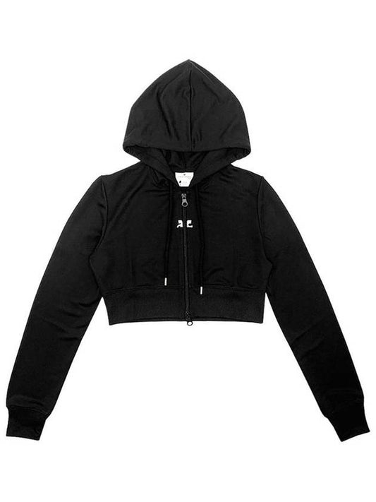 Crop Interlock Zip Up Hoodie Black - COURREGES - BALAAN 2