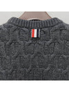 Merino Crisscross Cable Stitch Crewneck Knit Top Grey - THOM BROWNE - BALAAN 6