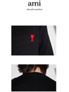 Red Heart Logo Merino Wool Cardigan Black - AMI - BALAAN 7