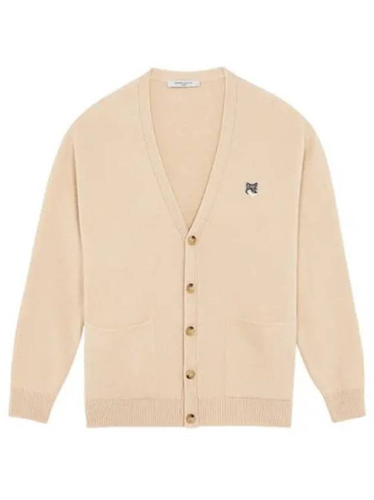 Grey Fox Head Patch Relax Cardigan Beige - MAISON KITSUNE - BALAAN 2