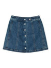 Women's Poppy Front Button Denim A-Line Skirt Blue - A.P.C. - BALAAN 2