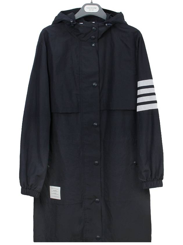 Diagonal Armband Ripstop Hoodie Parka Navy - THOM BROWNE - BALAAN 2