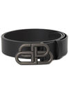 Buckle Logo Leather Belt Black - BALENCIAGA - BALAAN 2