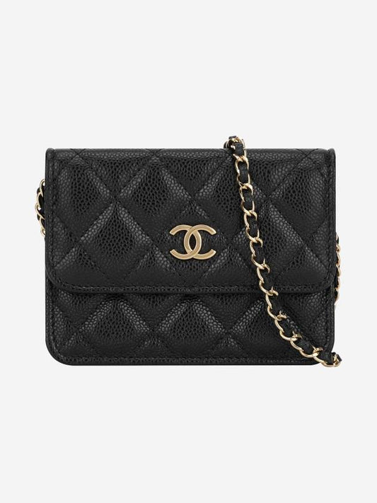 gold calfskin chain mini bag black - CHANEL - BALAAN 2