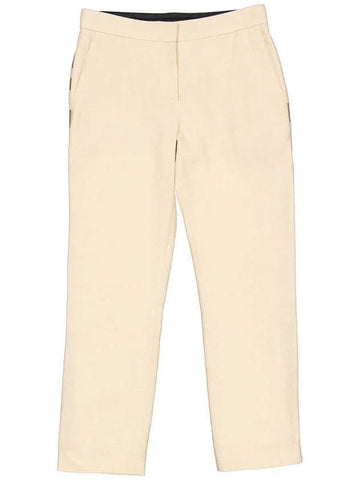 Addison Linen Wool Silk Straight Pants Beige - BURBERRY - BALAAN 1