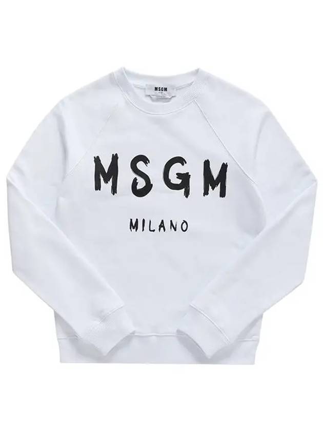 Women's Brushed Logo Crew Neck Sweatshirt White - MSGM - BALAAN 3