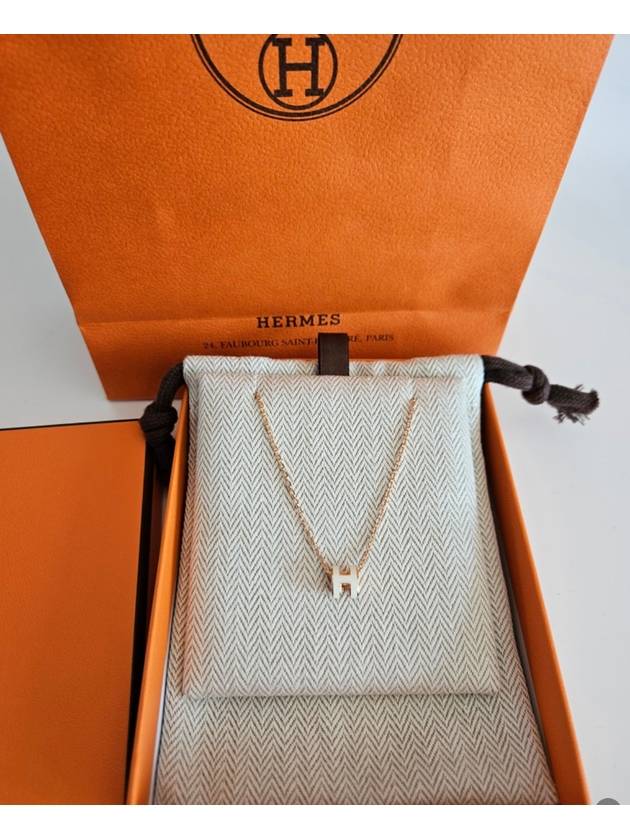 Mini Pop H Pendant Rose Gold & Blanc - HERMES - BALAAN 3