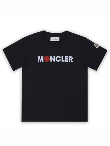 Kids Baseball Lettering Logo Short Sleeve Navy 8C00003 89AFV 778 8 10A - MONCLER - BALAAN 1