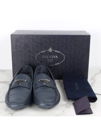 Triangle logo leather loafer navy 9 5 285 - PRADA - BALAAN 2