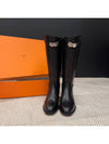 Long boots calfskin Kelly buckle silver plated black - HERMES - BALAAN 1