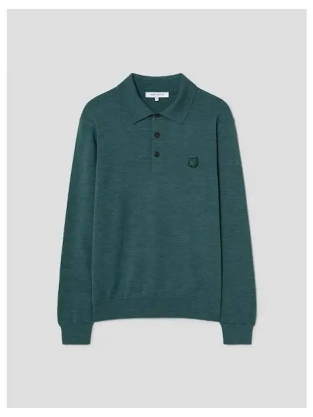 Men s Foxhead Patch Polo T shirt Sweatshirt Jumper Evergreen Domestic Product - MAISON KITSUNE - BALAAN 1