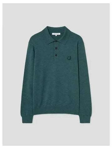 Men s Foxhead Patch Polo T shirt Sweatshirt Jumper Evergreen Domestic Product - MAISON KITSUNE - BALAAN 1