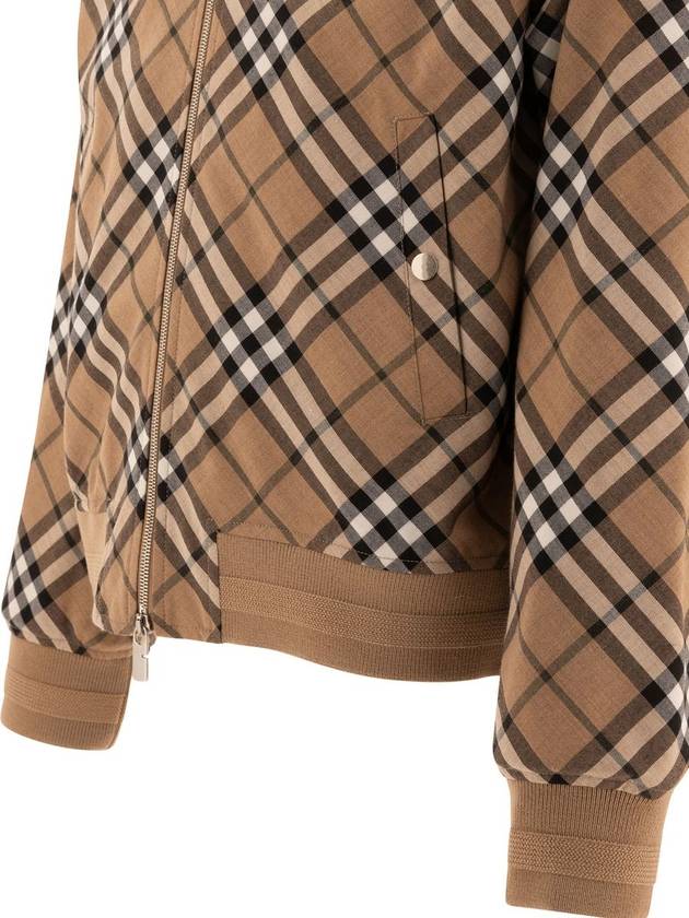 Harrington Check Wool Blend Zip-Up Jacket Brown - BURBERRY - BALAAN 5