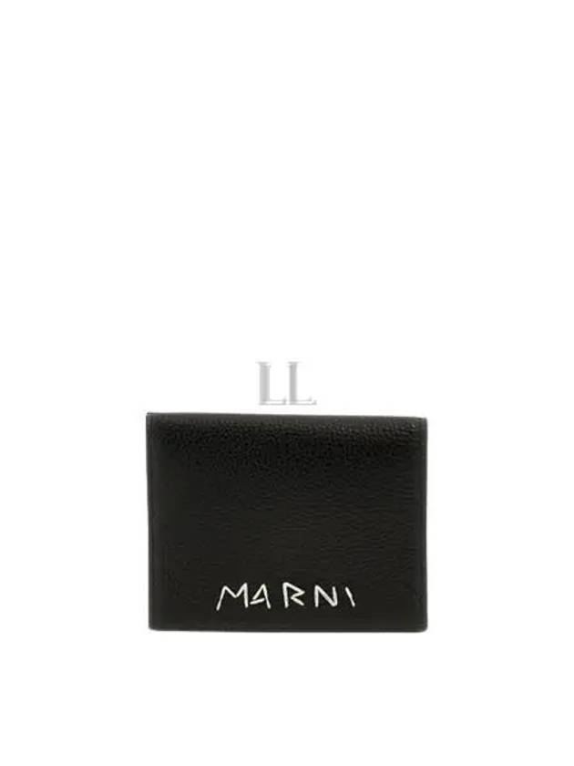 Embroidered Logo Card Wallet Black - MARNI - BALAAN 2