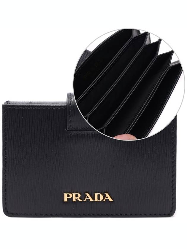 Gold Hardware Leather Card Wallet Black - PRADA - BALAAN 3