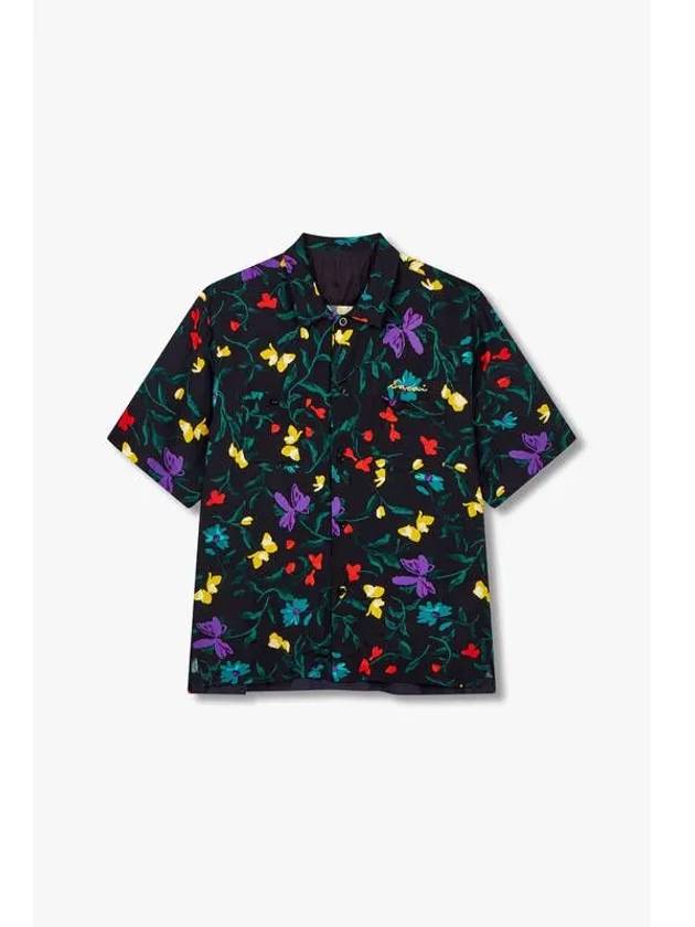 Men s Floral Print Pocket Shirt Navy - SACAI - BALAAN 1