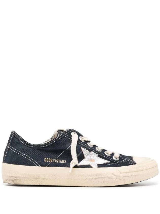 Star Patch Lace-Up Low Top Sneakers Navy - GOLDEN GOOSE - BALAAN 1