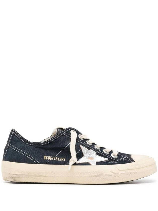 Star Patch Lace-Up Low Top Sneakers Navy - GOLDEN GOOSE - BALAAN 1