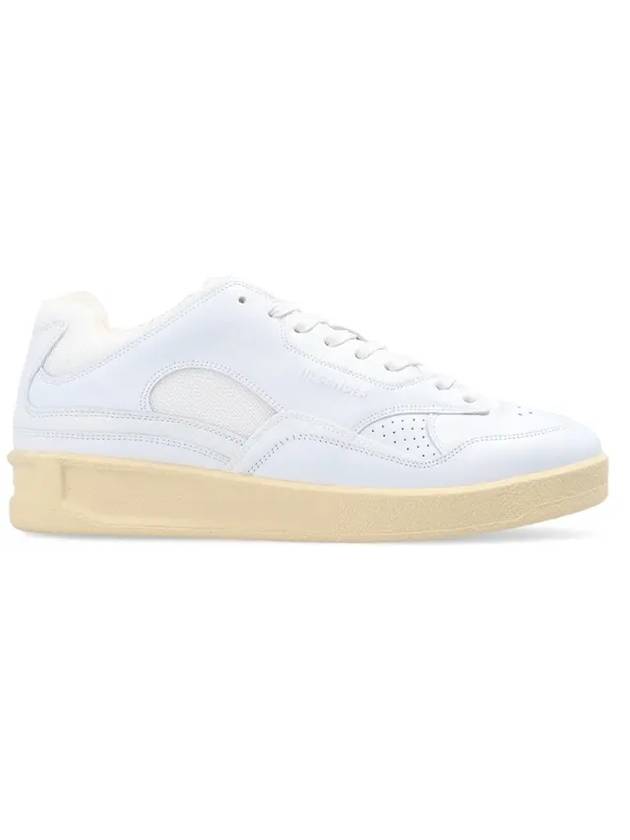 Men's Logo Leather Low Top Sneakers White - JIL SANDER - BALAAN 1