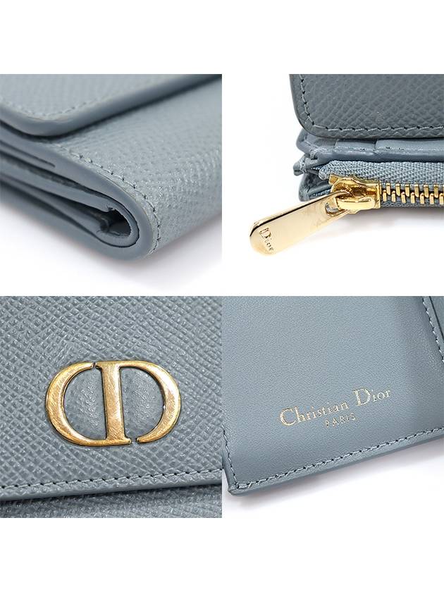 S2057OBAE Cloud Blue Calfskin 30 Montaine Lotus Half Wallet - DIOR - BALAAN 7