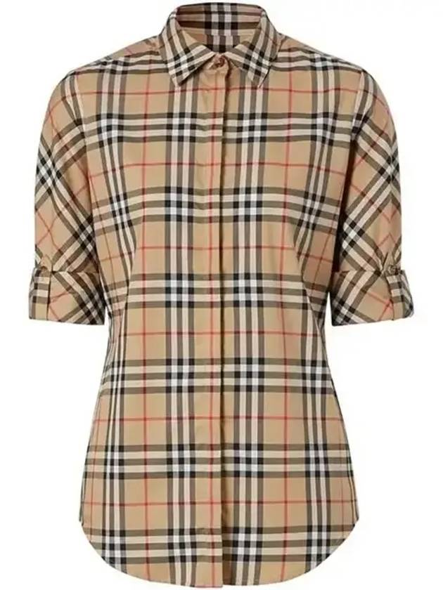 Vintage Check Cotton Twill Shirt Women Beige - BURBERRY - BALAAN 3