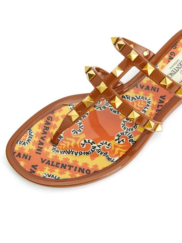 Rockstud flip flops brown - VALENTINO - BALAAN 8